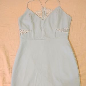 Beautiful light blue lace dress with cutouts